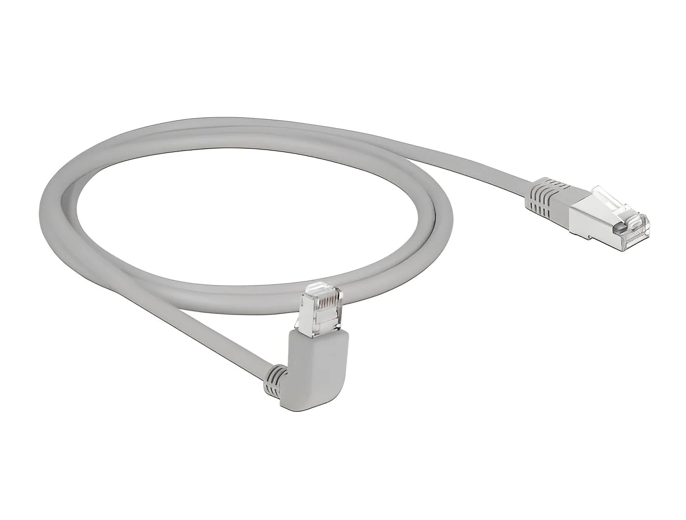 כבל רשת מסוכך RJ45 Cat.6A ז/ז צד אחד בזווית 90° למעלה - delock.israel