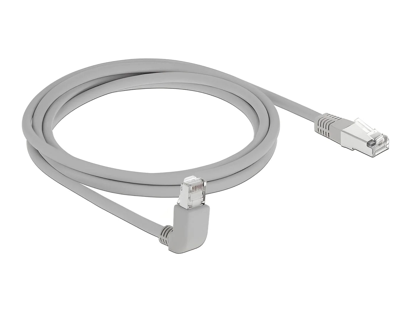 כבל רשת מסוכך RJ45 Cat.6A ז/ז צד אחד בזווית 90° למעלה - delock.israel
