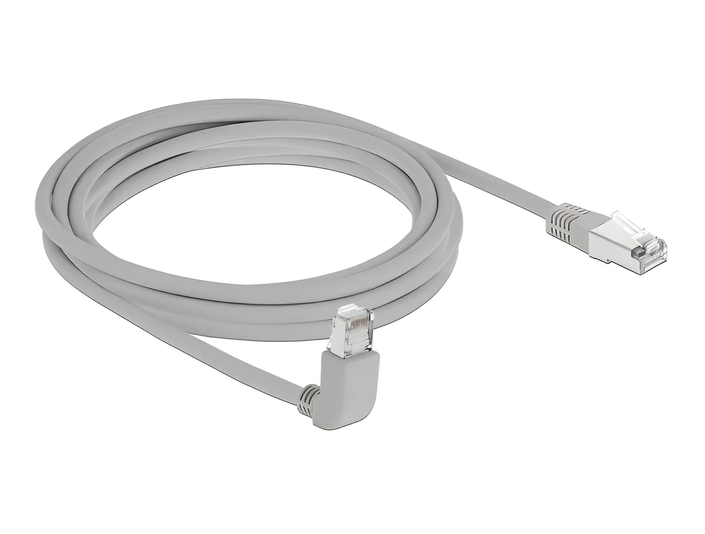 כבל רשת מסוכך RJ45 Cat.6A ז/ז צד אחד בזווית 90° למעלה - delock.israel