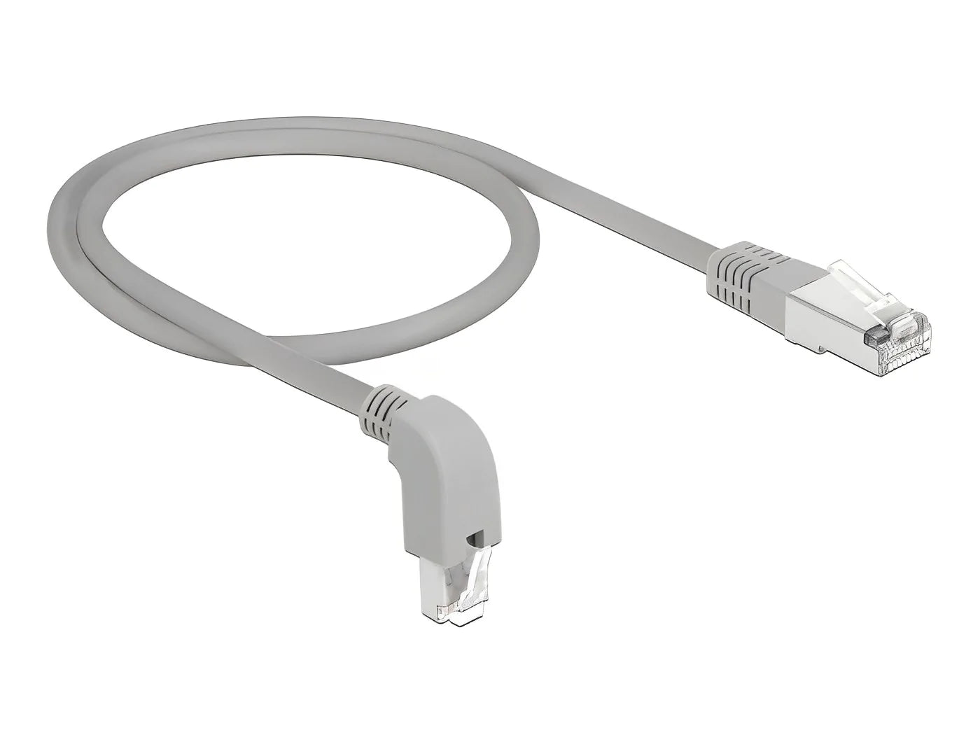 כבל רשת מסוכך RJ45 Cat.6A ז/ז צד אחד בזווית 90° למטה - delock.israel