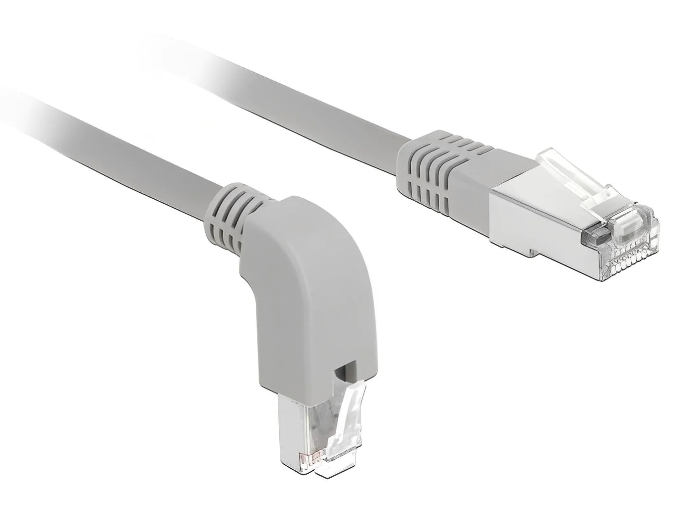 כבל רשת מסוכך RJ45 Cat.6A ז/ז צד אחד בזווית 90° למטה - delock.israel