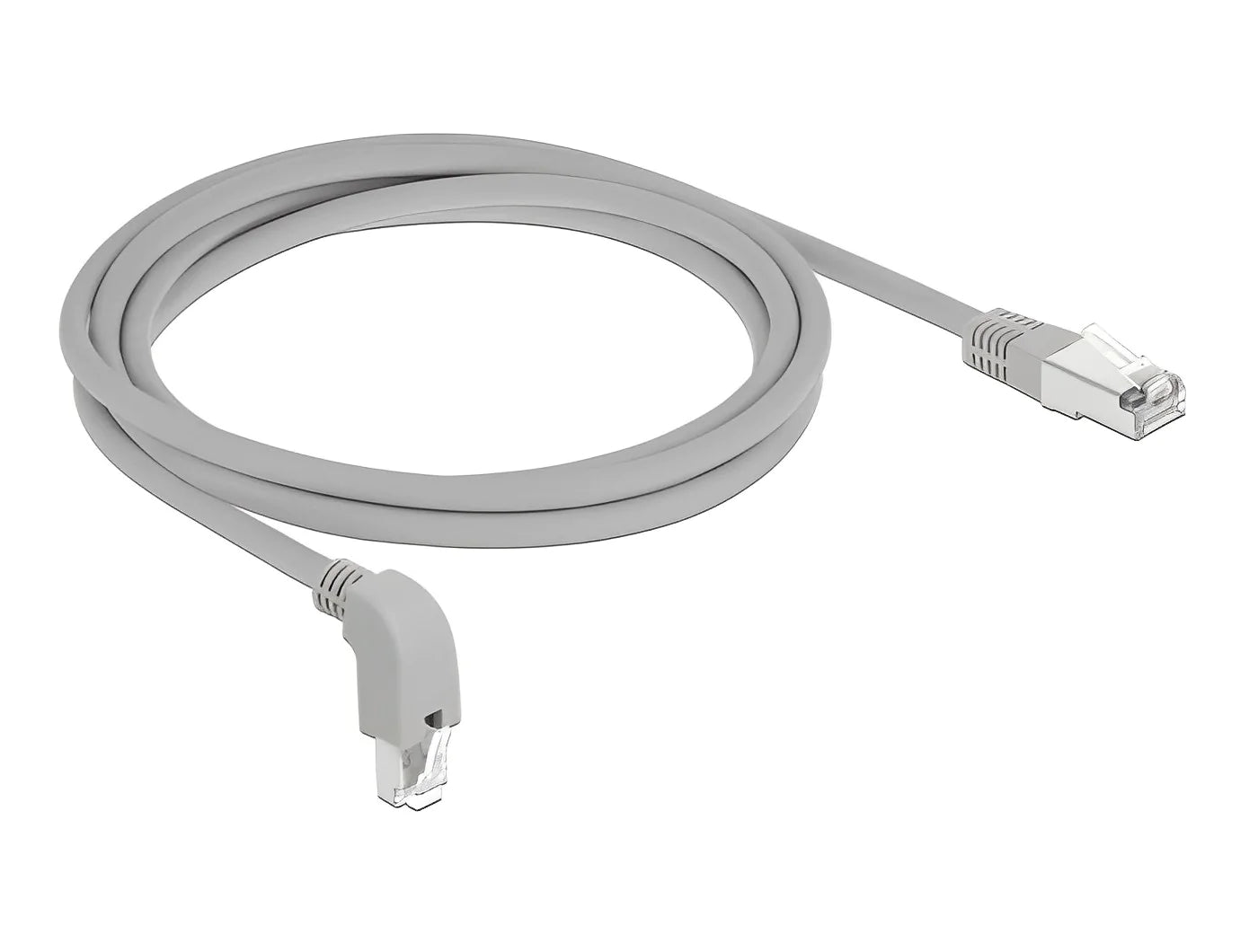 כבל רשת מסוכך RJ45 Cat.6A ז/ז צד אחד בזווית 90° למטה - delock.israel