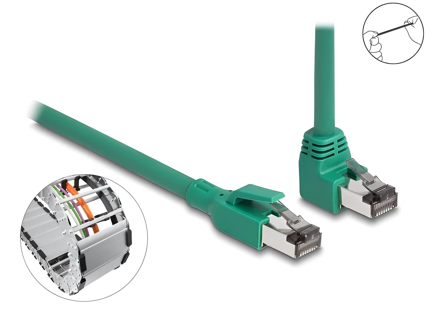 כבל רשת RJ45 Cat.6 PROFINET ז/ז צד אחד בזווית 90° למעלה - delock.israel