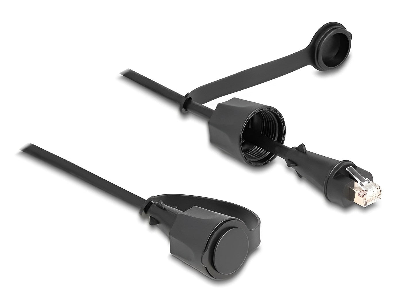 כבל רשת מסוכך RJ45 Cat.6 ז/ז עם מכסה אטום נגד מים IP68 - delock.israel