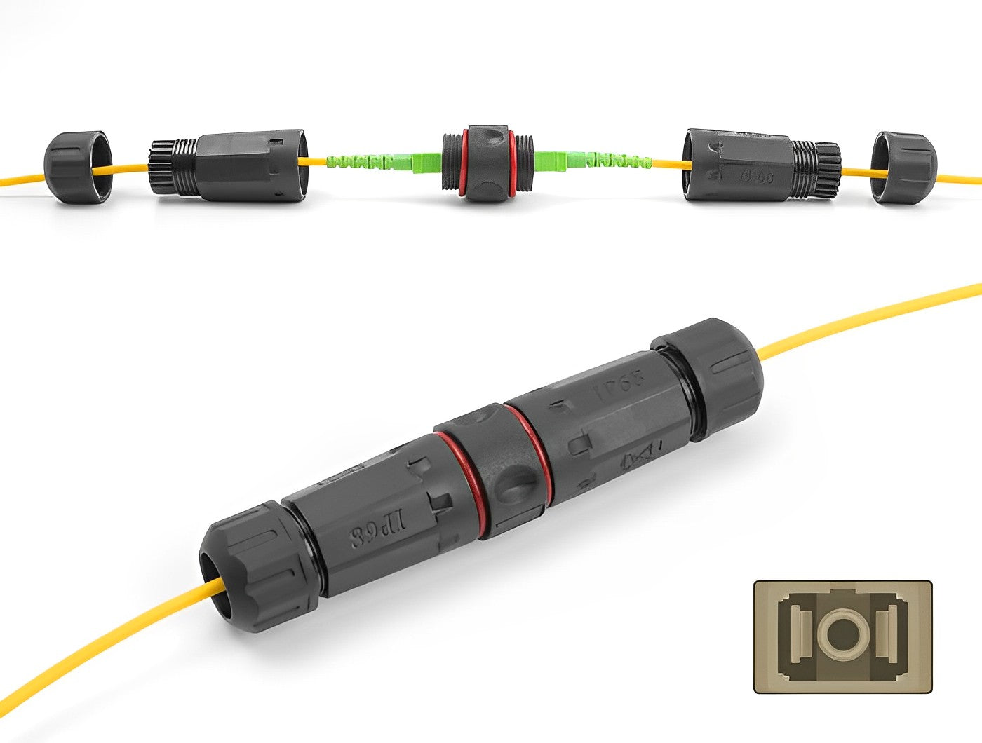 מופה לסיבים אופטיים מולטי מוד OM1/OM2 עם שקעים SC Simplex אטומה נגד מים IP68 - delock.israel