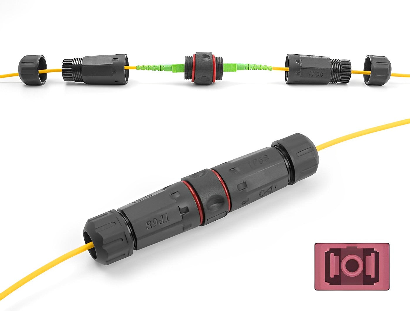 מופה לסיבים אופטיים מולטי מוד OM4 עם שקעים SC Simplex אטומה נגד מים IP68 - delock.israel