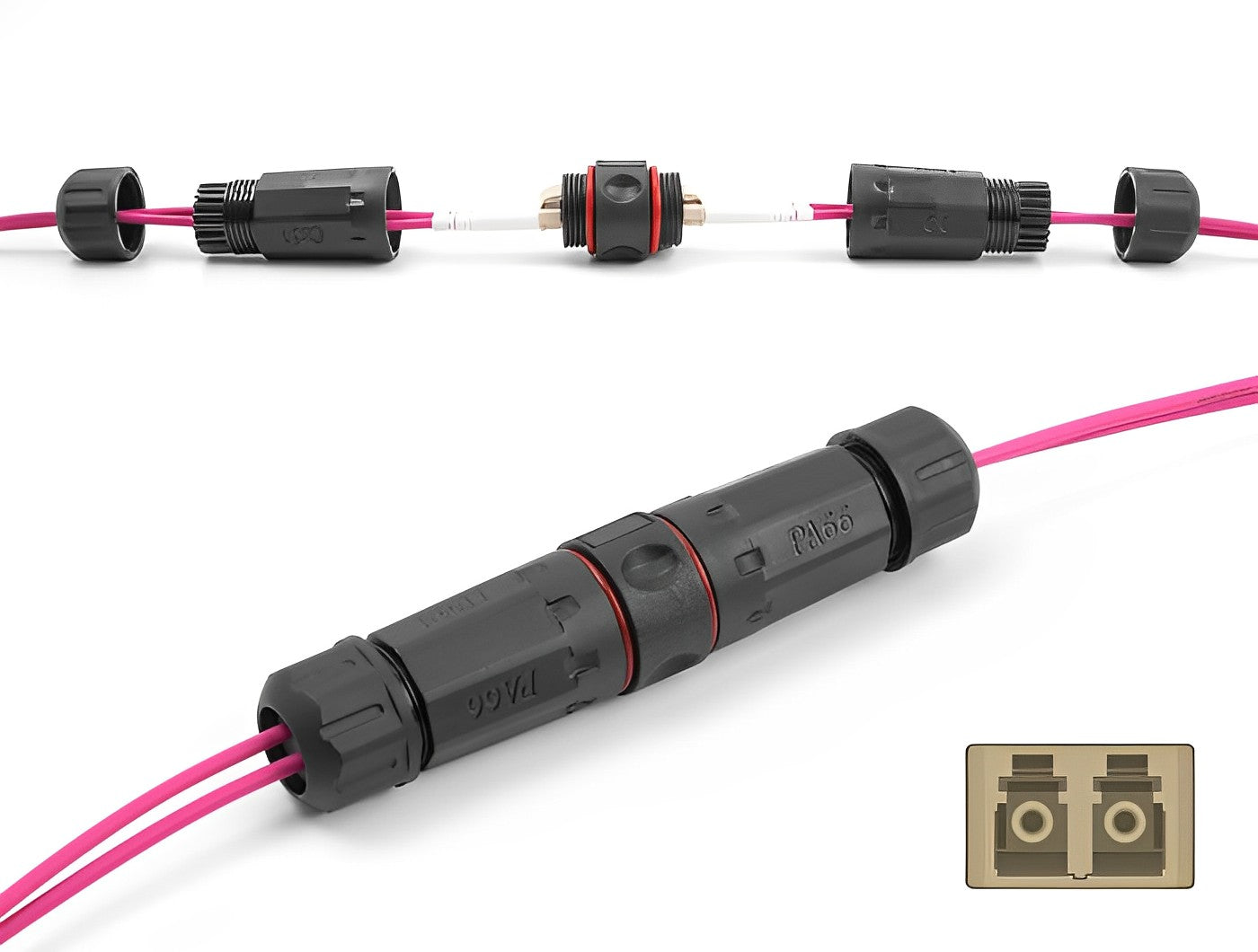 מופה לסיבים אופטיים מולטי מוד OM1/OM2 עם שקעים LC Duplex אטומה נגד מים IP68 - delock.israel