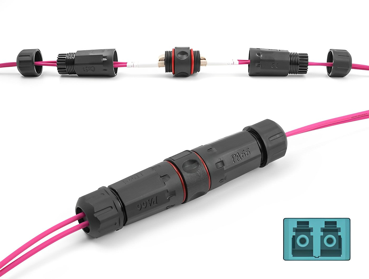 מופה לסיבים אופטיים מולטי מוד OM3 עם שקעים LC Duplex אטומה נגד מים IP68 - delock.israel
