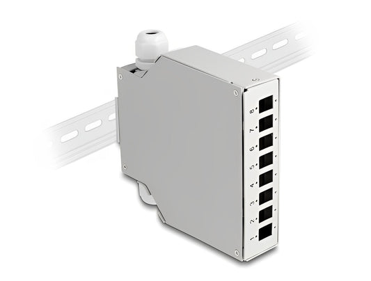 קופסא FTTH DIN Rail לחיבור 8 סיבים אופטיים - delock.israel