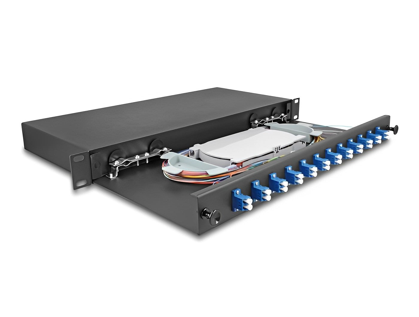 פאנל אופטי נשלף ''19 לארון תקשורת עם 12 שקעים LC Duplex OS2 - delock.israel