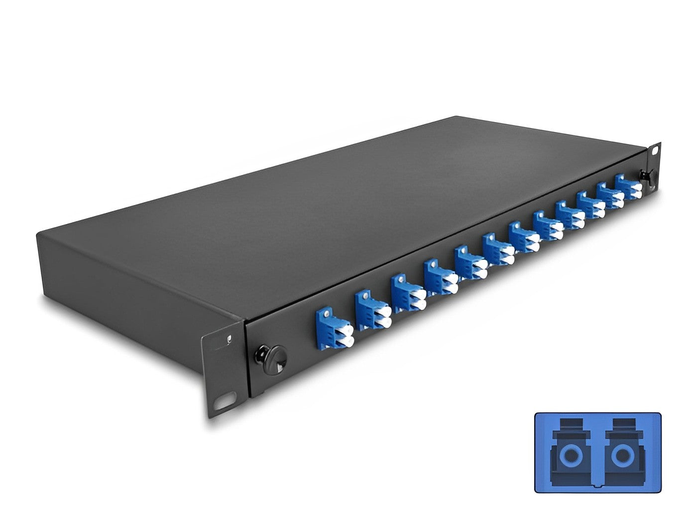 פאנל אופטי נשלף ''19 לארון תקשורת עם 12 שקעים LC Duplex OS2 - delock.israel