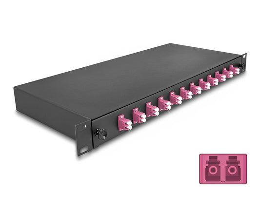 פאנל אופטי נשלף ''19 לארון תקשורת עם 12 שקעים LC Duplex OM4 - delock.israel