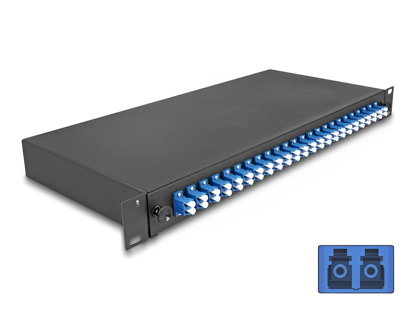 פאנל אופטי נשלף ''19 לארון תקשורת עם 24 שקעים LC Duplex OS2 - delock.israel