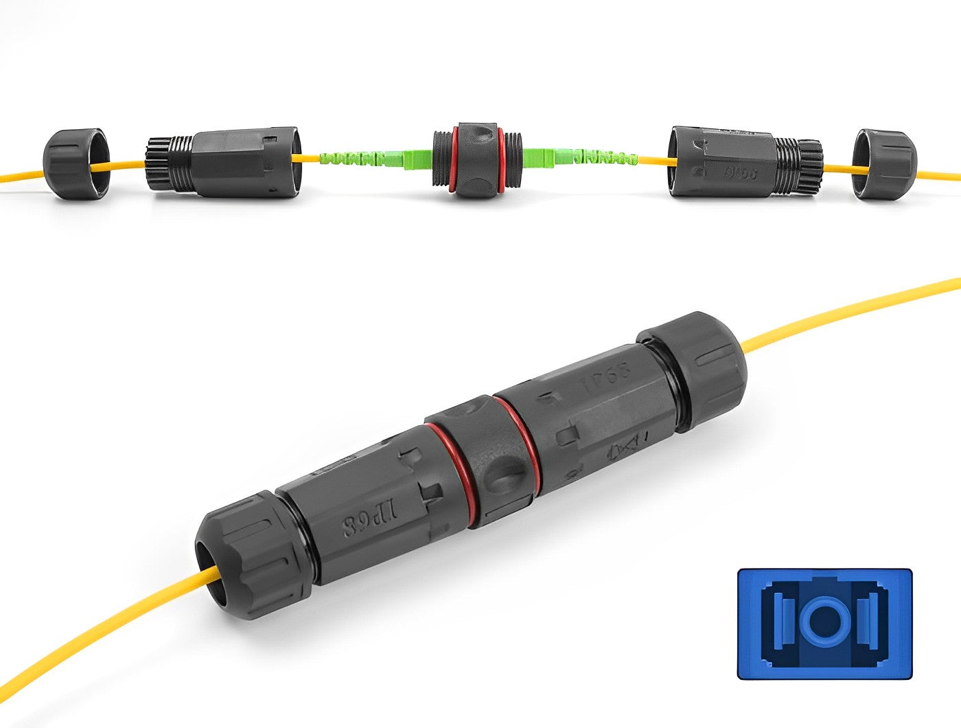 מופה לסיבים אופטיים סינגל מוד UPC עם שקעים SC Simplex אטומה נגד מים IP68 - delock.israel