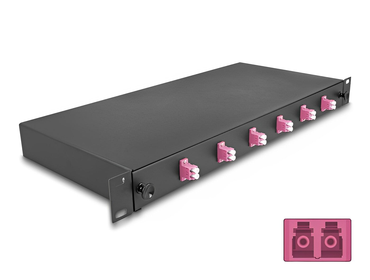 פאנל אופטי נשלף ''19 לארון תקשורת עם 6 שקעים LC Duplex OM4 - delock.israel