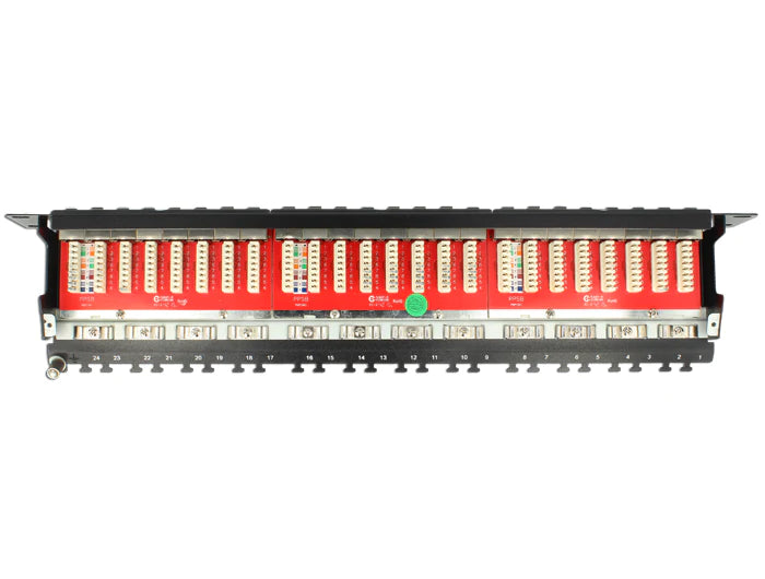 פאץ' פאנל ''19 / Cat.6A 1U לארון תקשורת עם 24 קיסטונים מסוככים - delock.israel