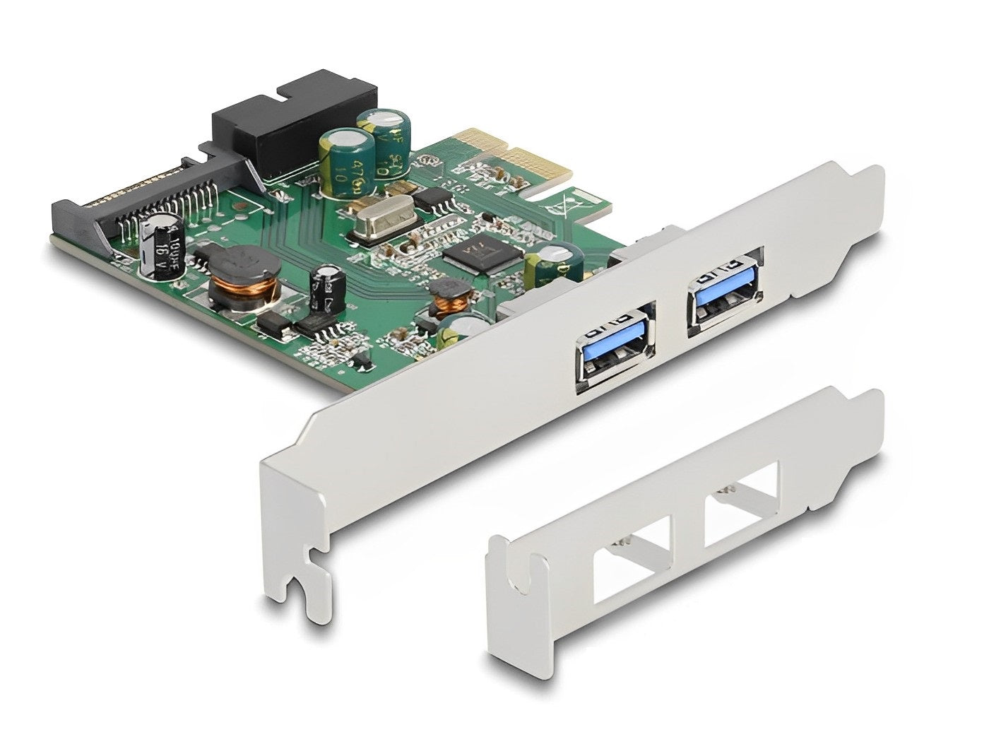 כרטיס PCIe x1 USB 3.2 Gen 1 5Gbps Low profile עם 2 יציאות USB-A חיצוניות + 19pin USB פנימית צ'יפ VLI - delock.israel
