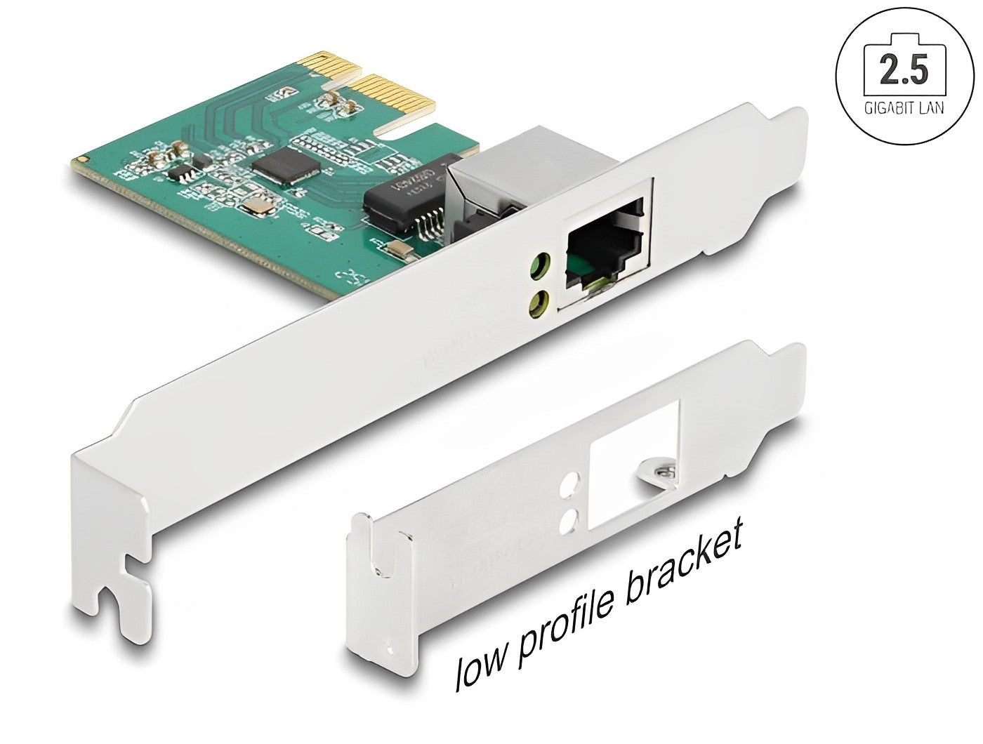 כרטיס רשת קווי PCI-E 2.5 Gigabit Low profile עם יציאת RJ45 צ'יפ RTL8125B - delock.israel