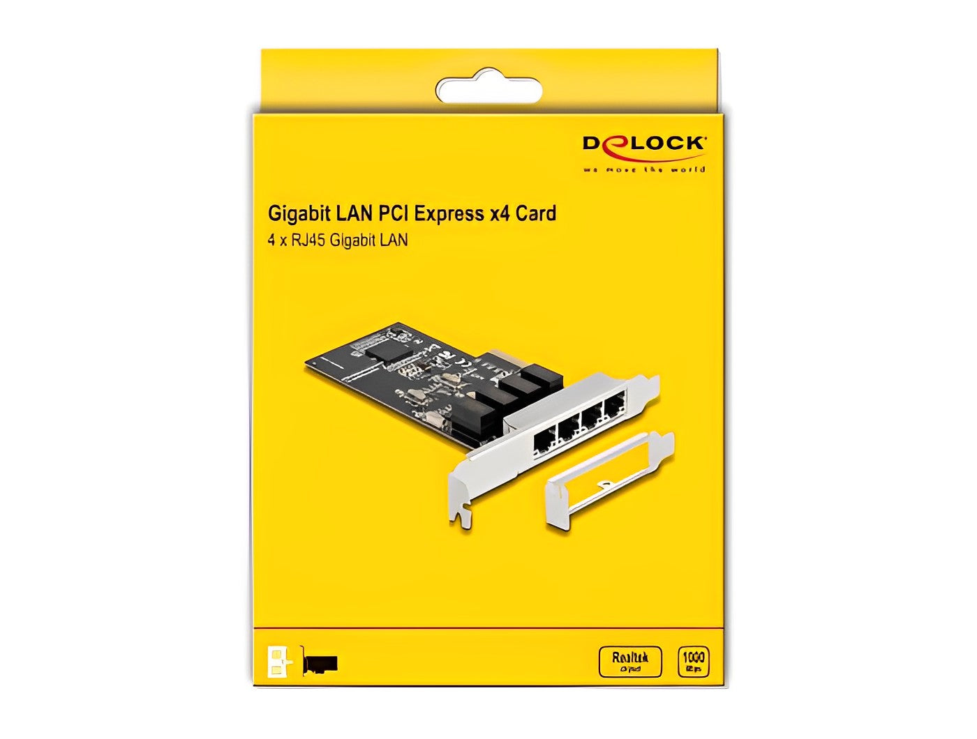כרטיס רשת קווי PCI-E Gigabit Low profile עם 4 יציאות RJ45 צ'יפ RTL8111 - delock.israel