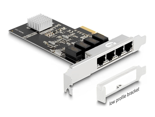 כרטיס רשת קווי PCI-E Gigabit Low profile עם 4 יציאות RJ45 צ'יפ RTL8111 - delock.israel