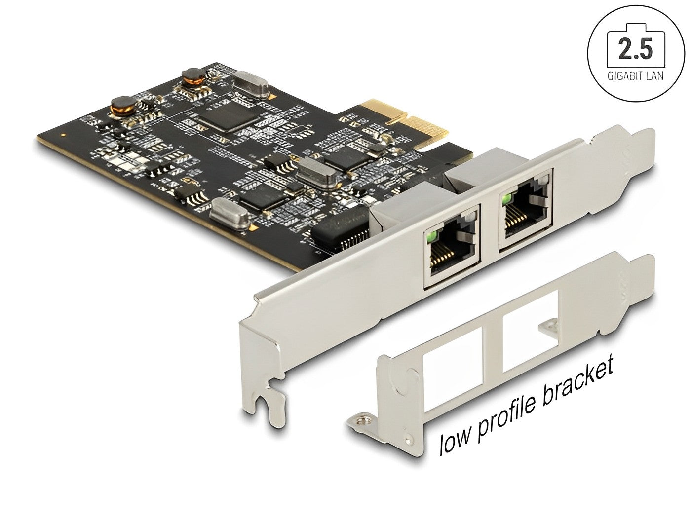 כרטיס רשת קווי 2.5Gigabit Low profile עם 2 יציאות RJ45 צ'יפ אינטל i225V - delock.israel