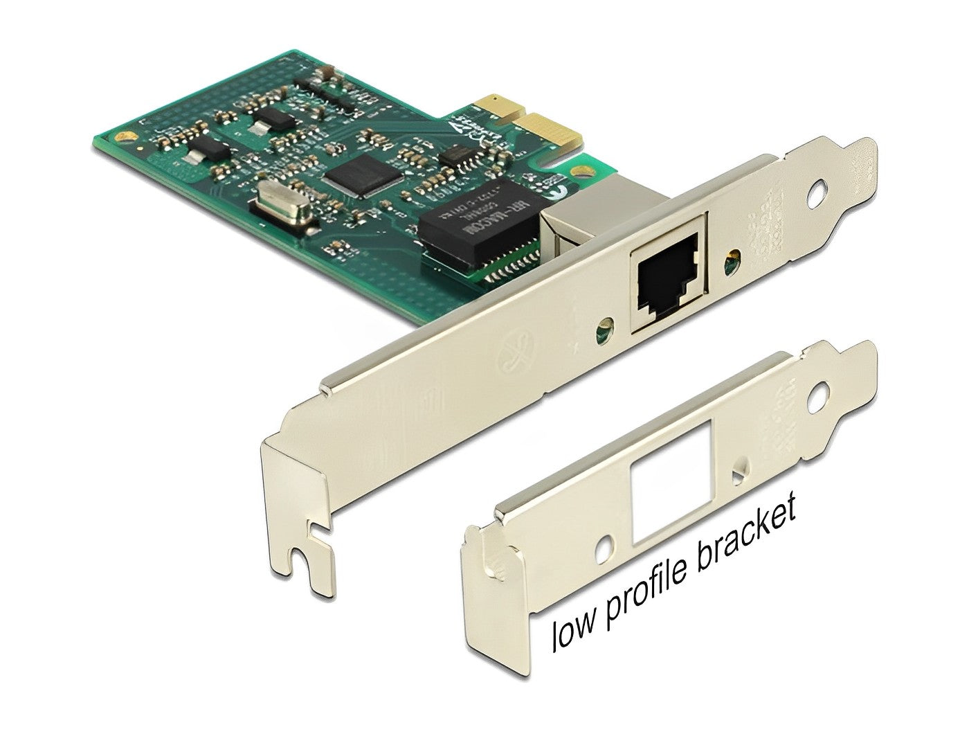כרטיס רשת קווי PCIe x1 Gigabit Low profile עם יציאת RJ45 צ'יפ אינטל i82574 - delock.israel