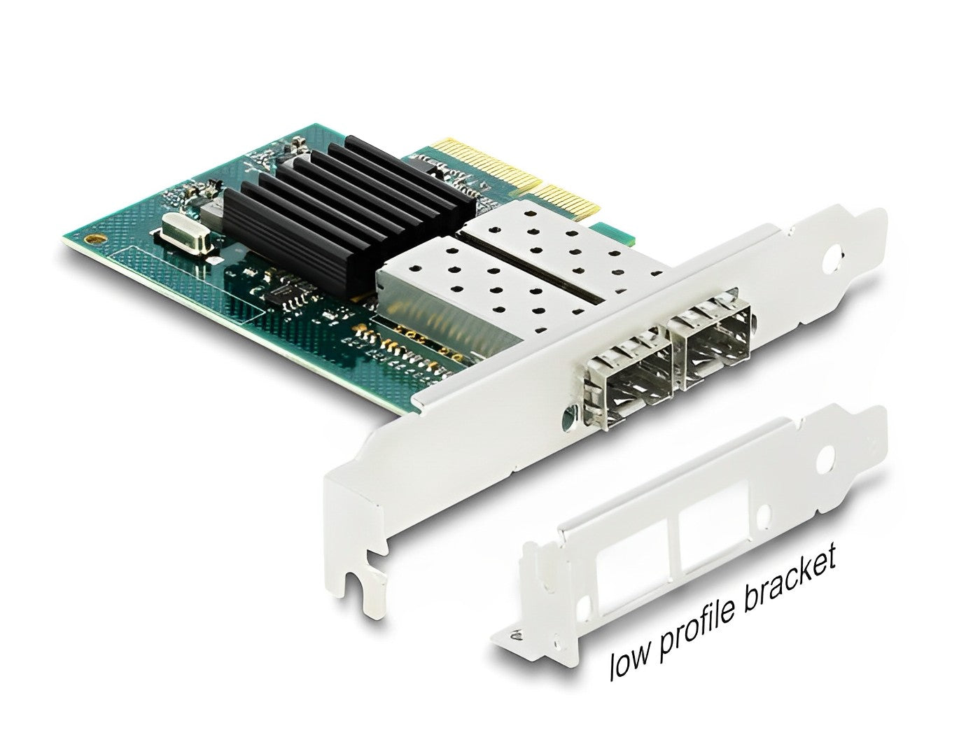 כרטיס רשת קווי SFP Gigabit Low profile עם 2 יציאות צ'יפ אינטל i82576 - delock.israel