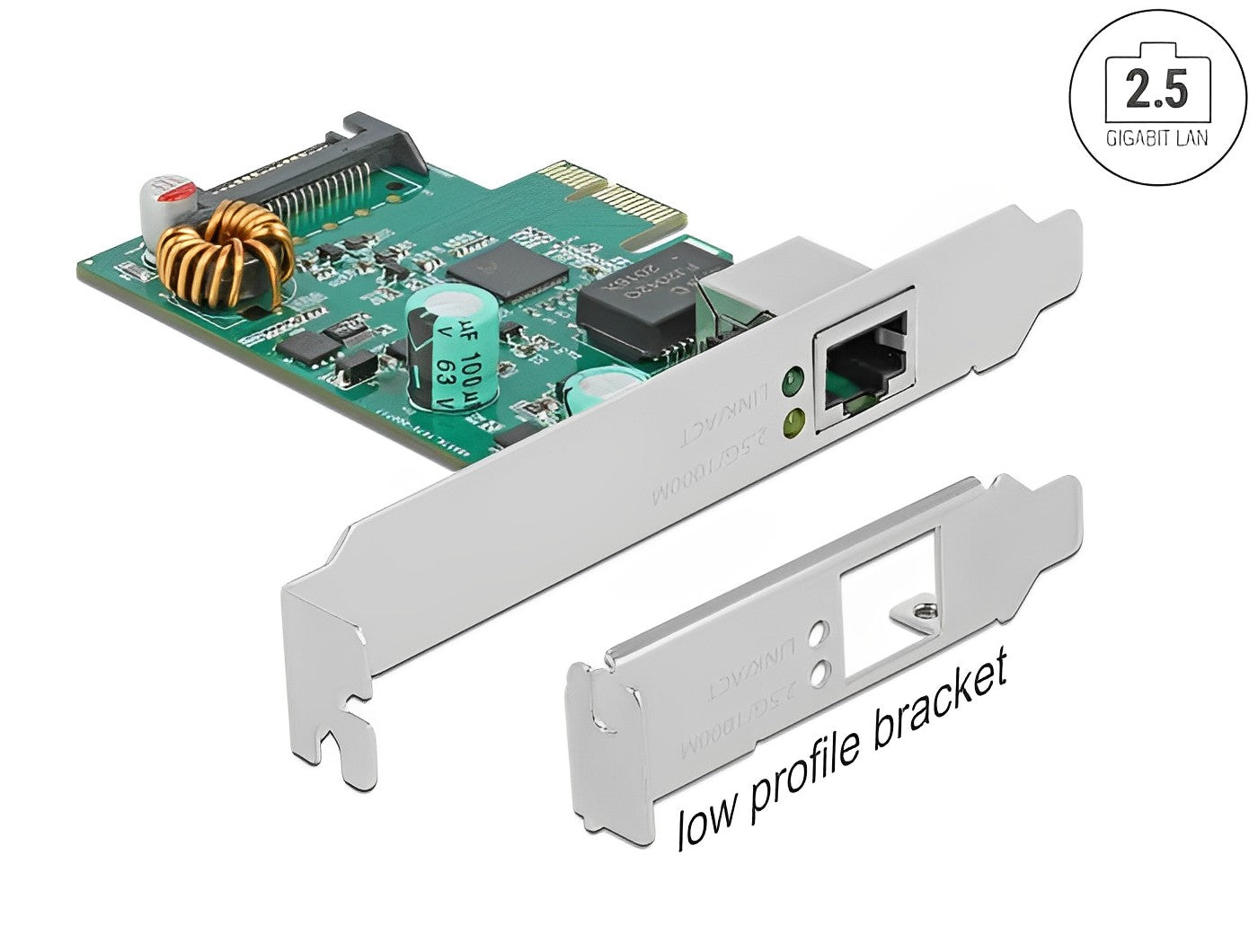 כרטיס רשת קווי RJ45 2.5Gigabit Low profile תומך +PoE צ'יפ RTL8125 - delock.israel