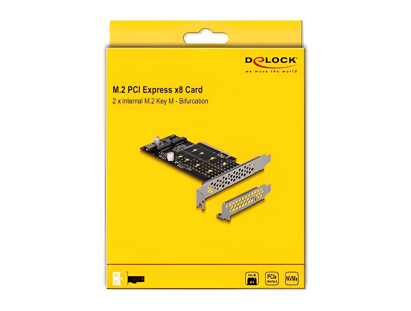 כרטיס PCI-E x8 Bifurcation Low profile עבור 2 כוננים M.2 NVMe - delock.israel