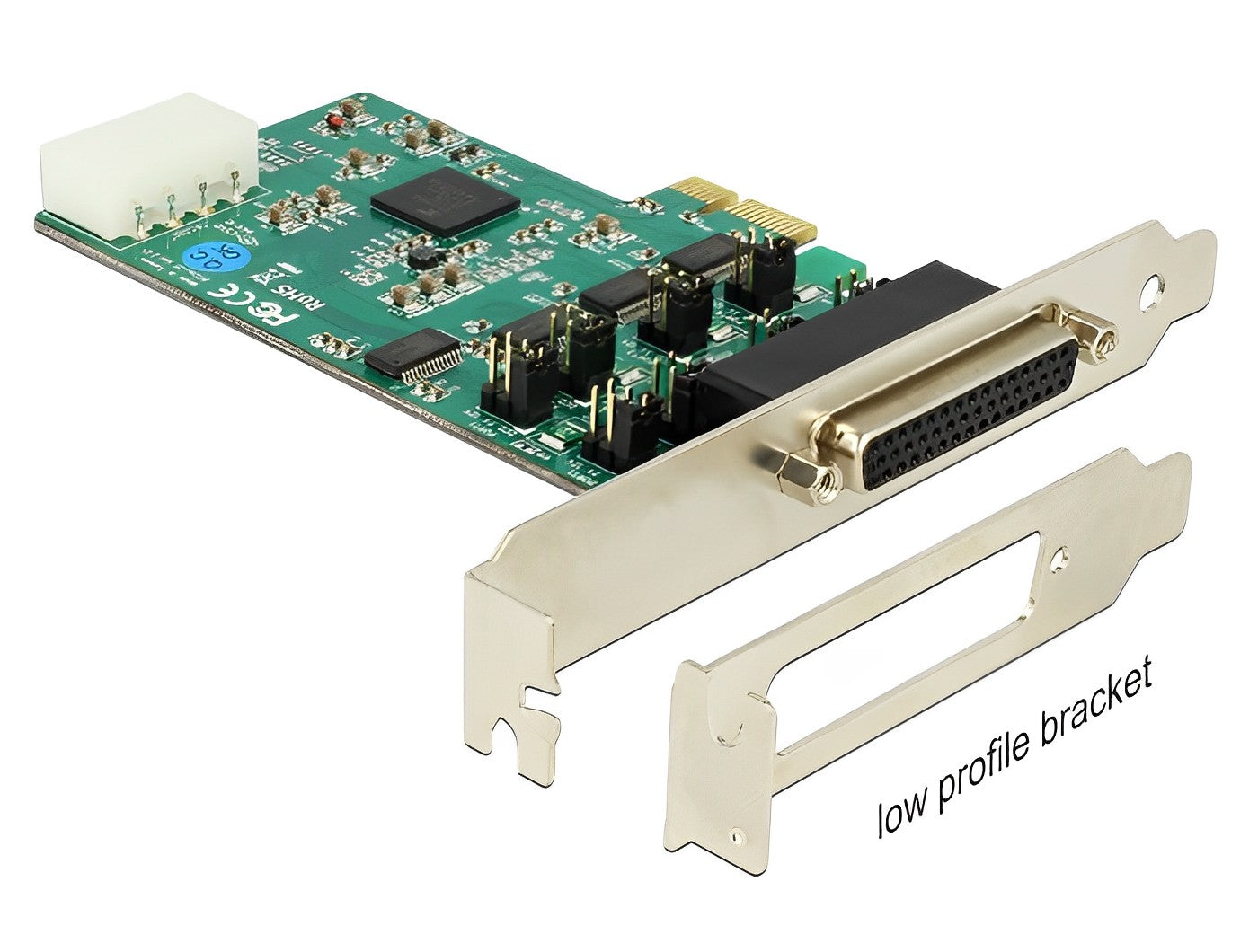 כרטיס PCIe x1 Serial RS-232 High Speed 921K Low profile עם 4 יציאות DB9 Voltage supply צ'יפ Exar - delock.israel