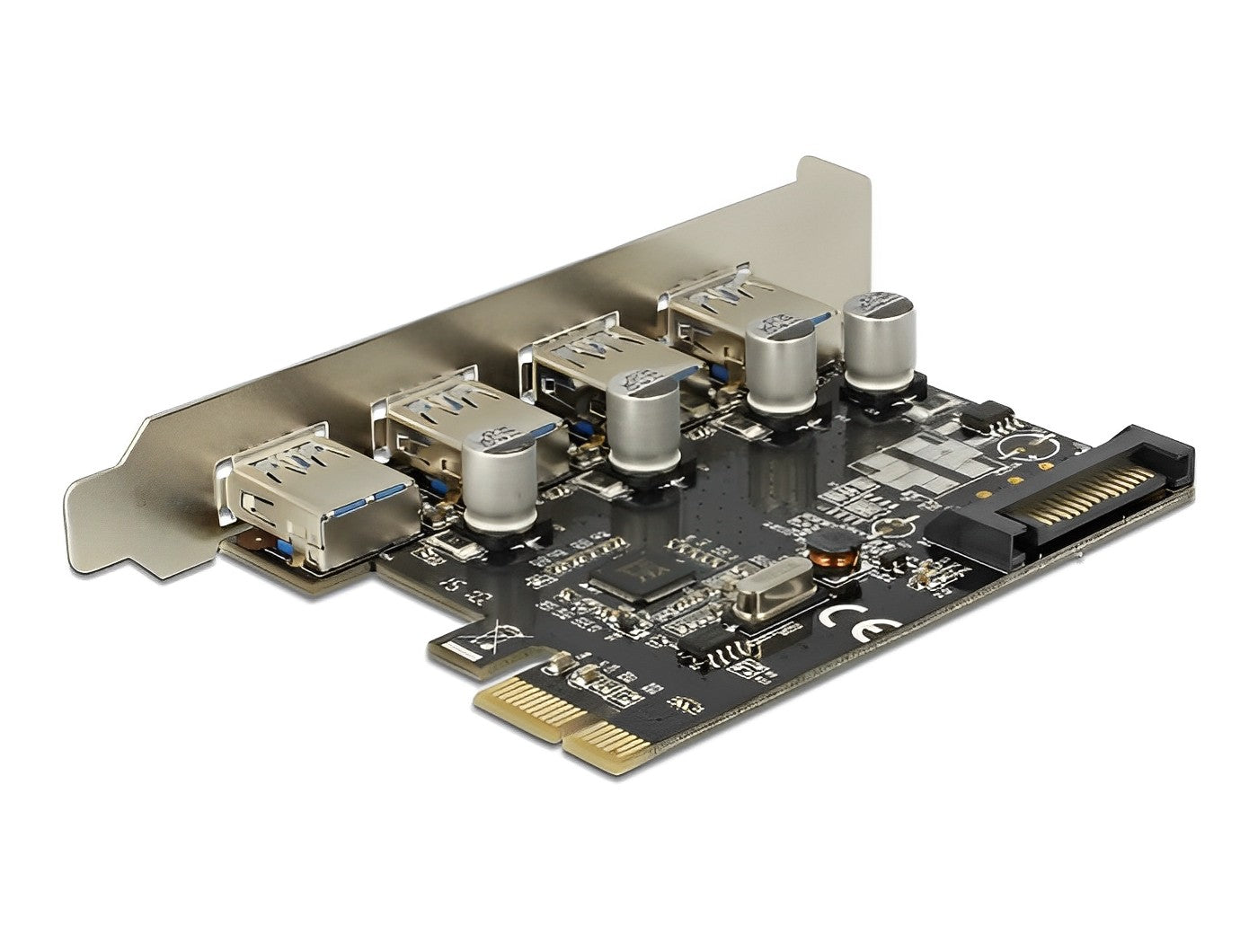 כרטיס PCIe x1 USB 3.2 Gen 1 5Gbps עם 4 יציאות USB-A צ'יפ VLI - delock.israel