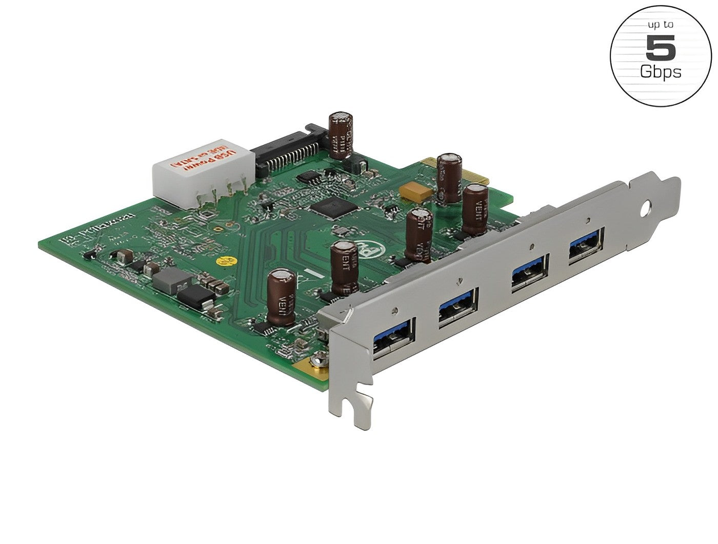 כרטיס PCIe x1 USB 3.0 5Gbps עם 4 יציאות USB-A צ'יפ Fresco Logic - delock.israel