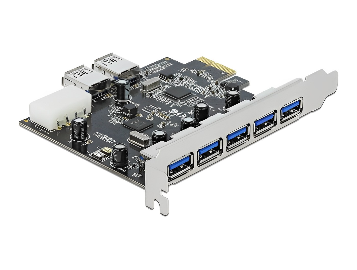 כרטיס PCI-E USB 3.0 5Gbps עם 5 יציאות USB-A חיצוניות + 2 פנימיות צ'יפ VLI - delock.israel