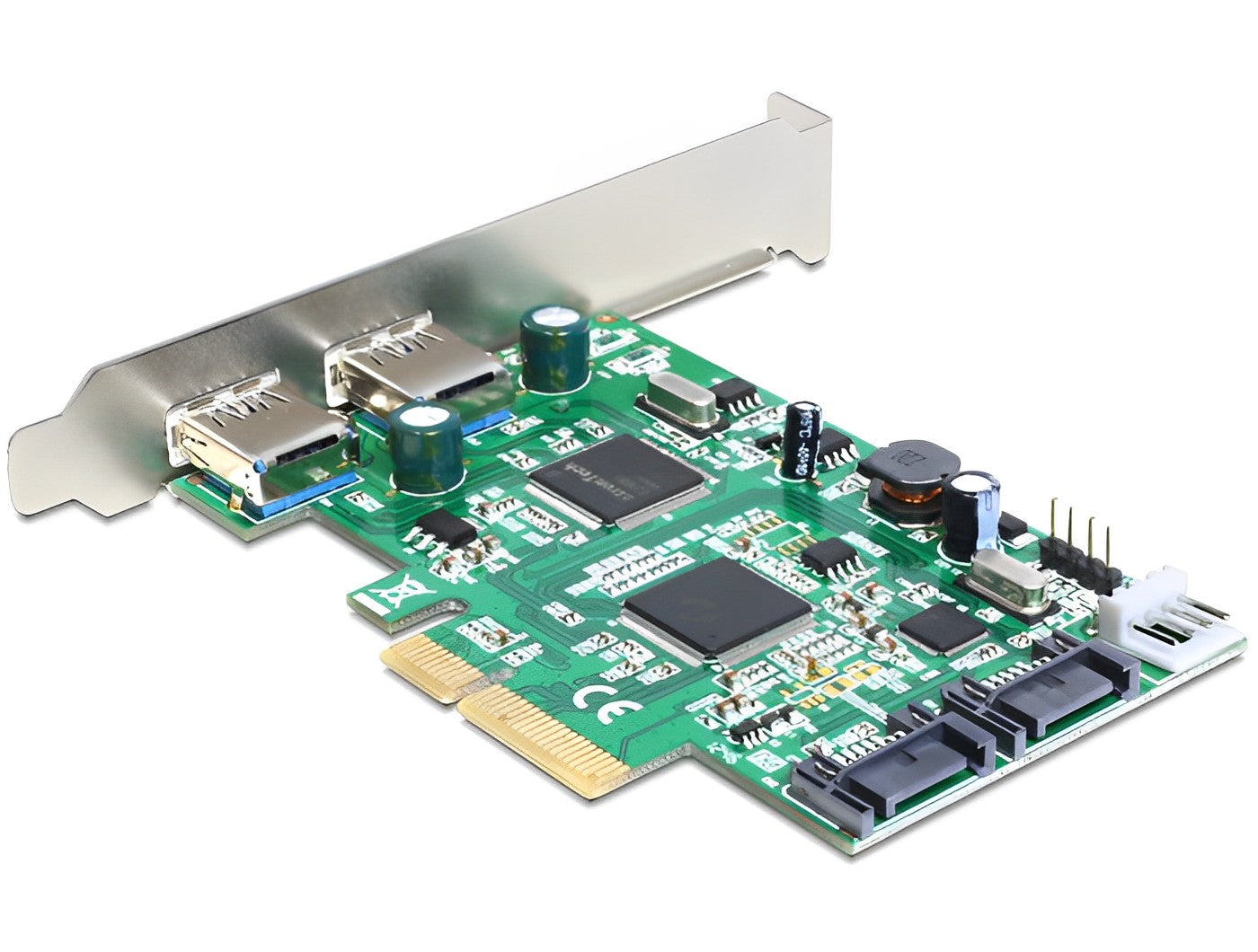 כרטיס PCIe x4 USB 3.0 5Gbps עם 2 יציאות USB-A חיצוניות + 2 יציאות SATA פנימיות - delock.israel