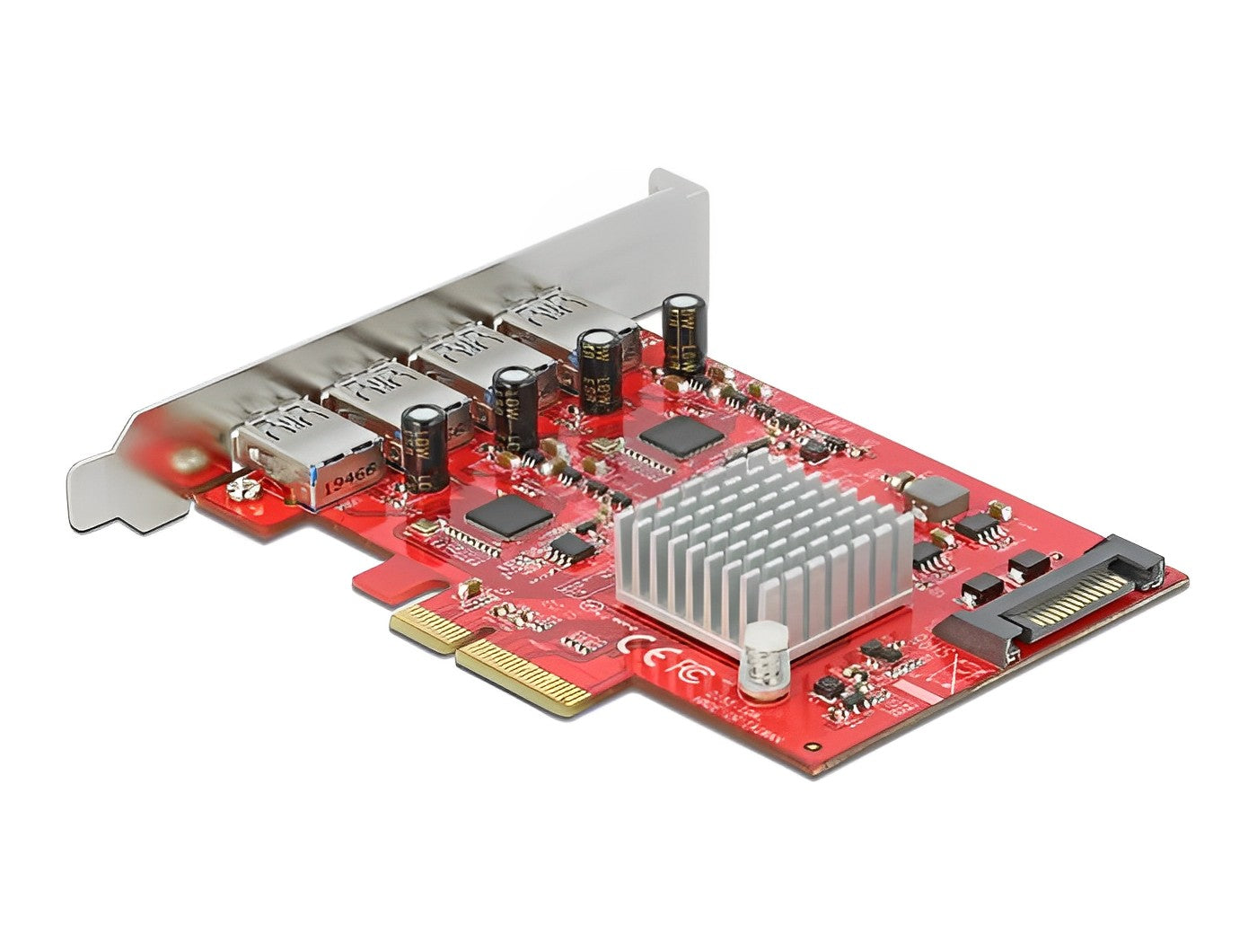 כרטיס PCI-E USB 3.2 Gen 2 10Gbps עם 4 יציאות USB-A צ'יפ Asmedia - delock.israel