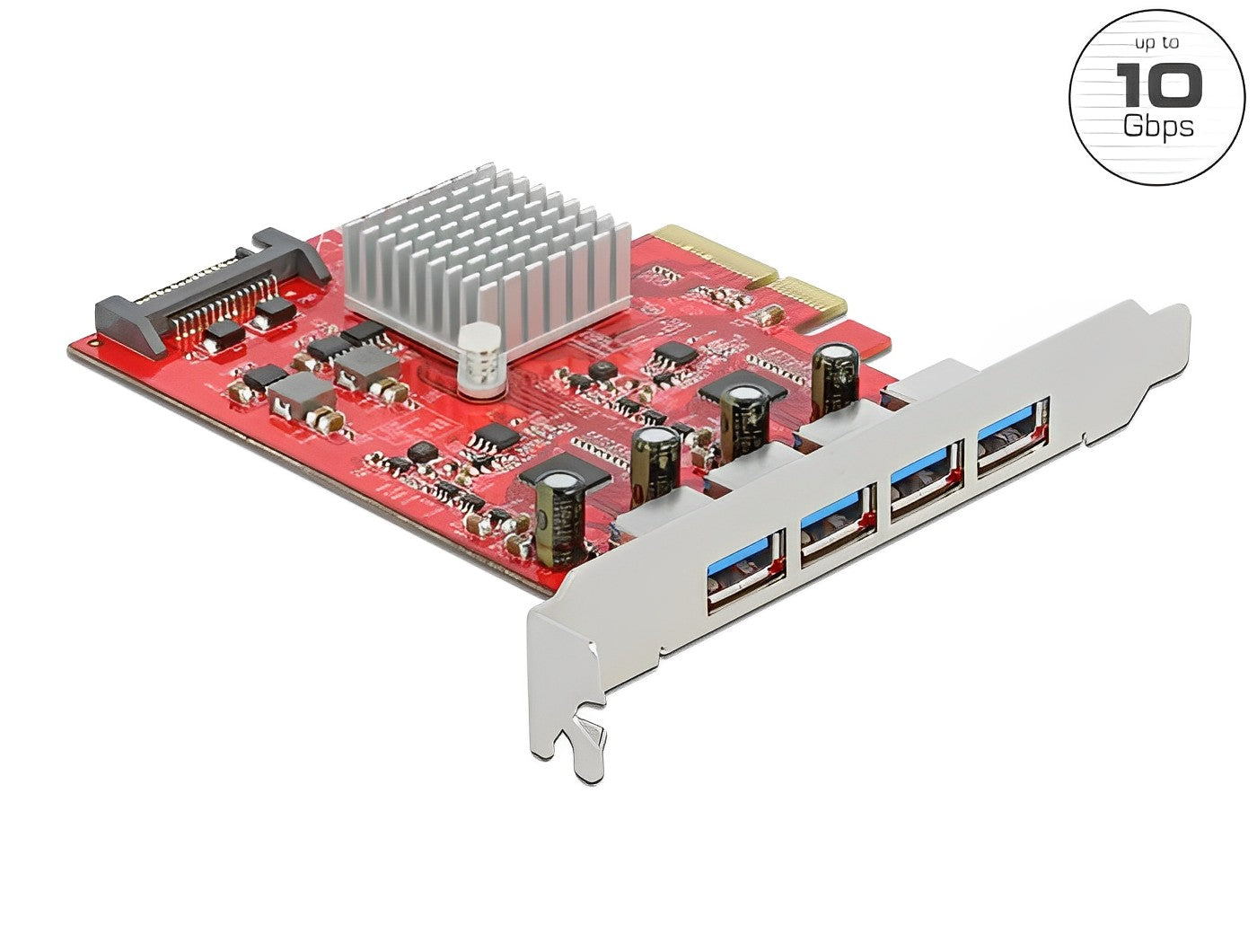 כרטיס PCI-E USB 3.2 Gen 2 10Gbps עם 4 יציאות USB-A צ'יפ Asmedia - delock.israel