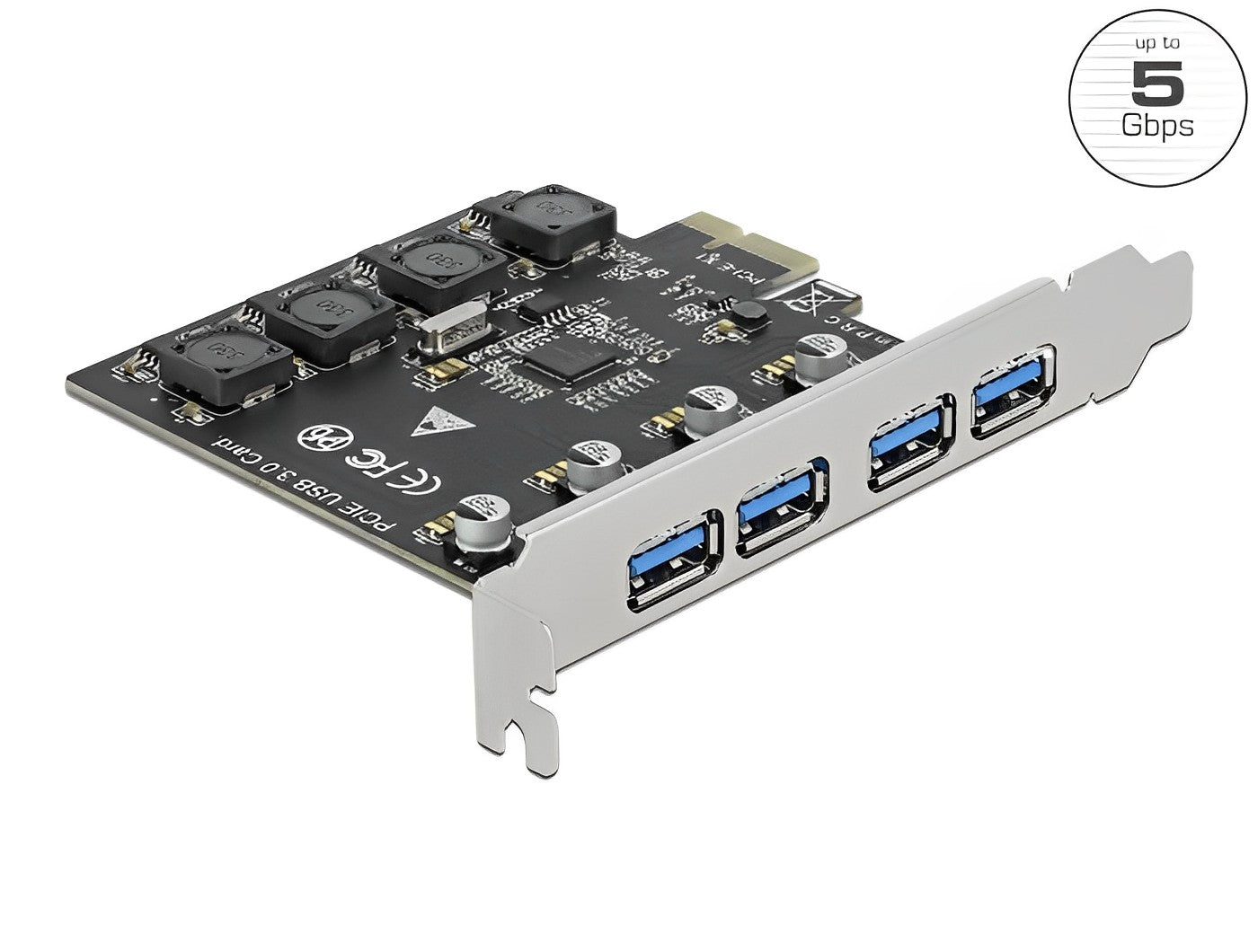 כרטיס PCI-E USB 3.2 Gen 1 5Gbps עם 4 יציאות USB-A צ'יפ Renesas - delock.israel