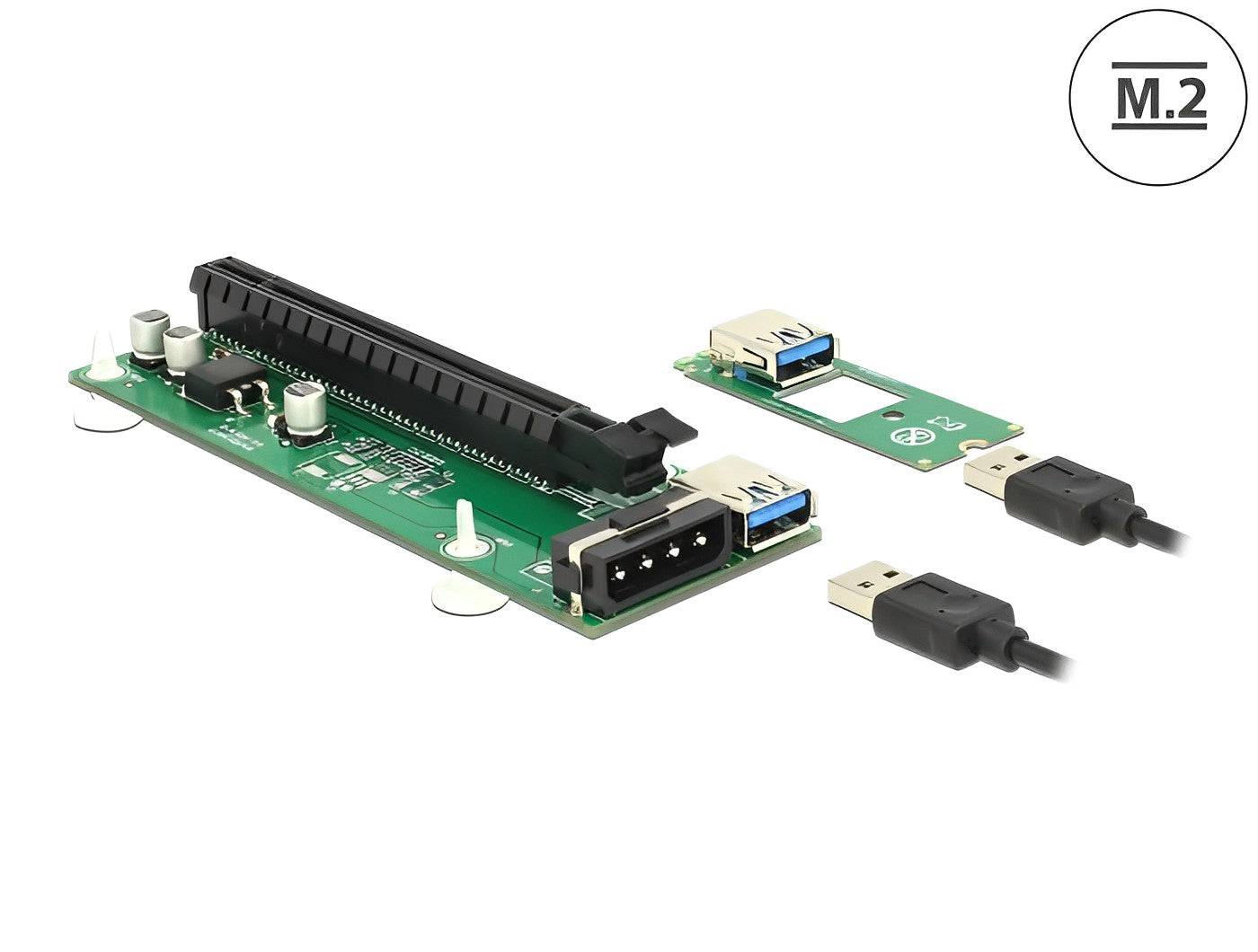 כרטיס הרחבה רייזר מסלוט M.2 Key B+M לסלוט PCIe x16 על כבל USB אורך 30 ס"מ - delock.israel