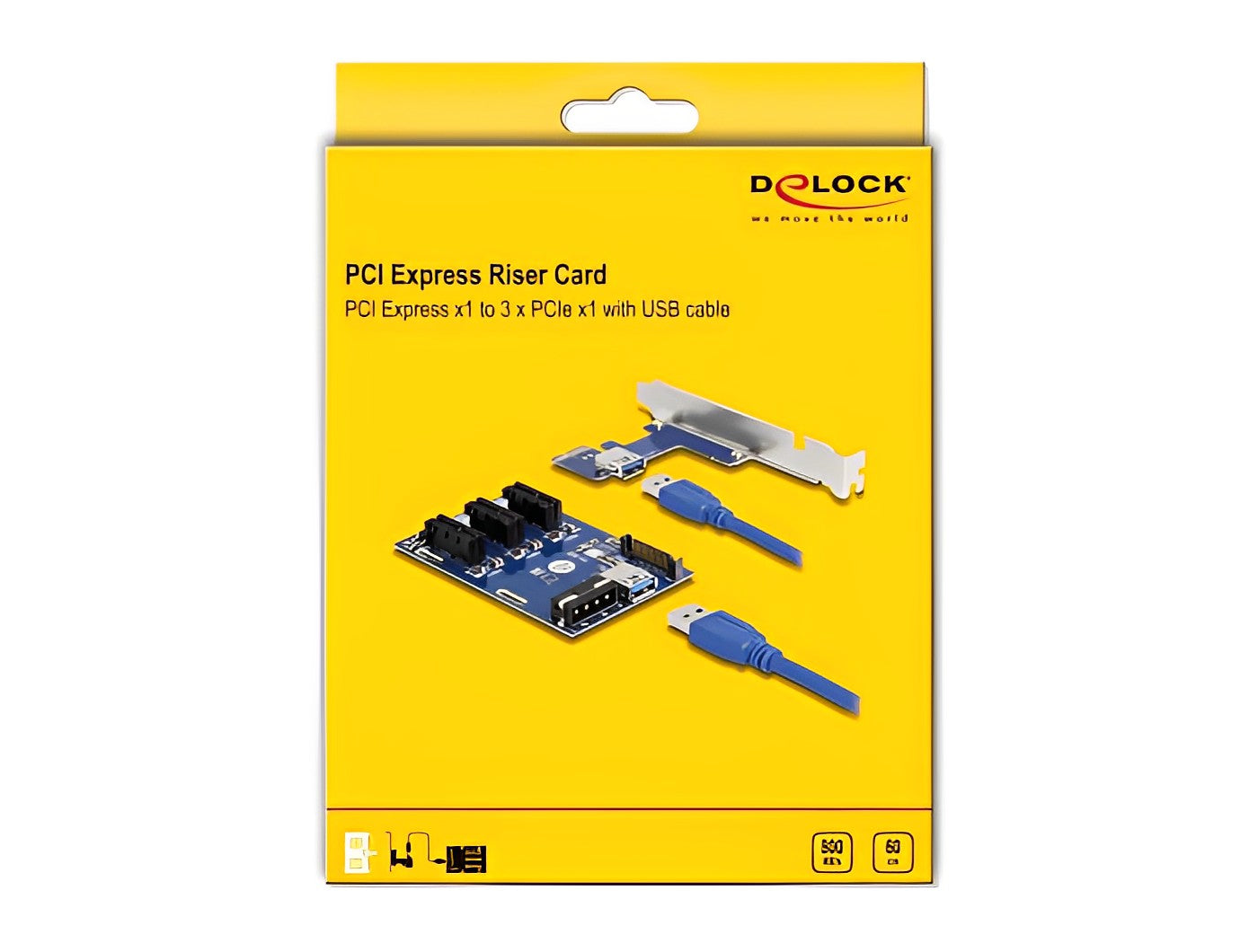 כרטיס הרחבה רייזר מסלוט PCIe x1 ל- 3 סלוטים PCIe x1 על כבל USB אורך 50 ס"מ - delock.israel