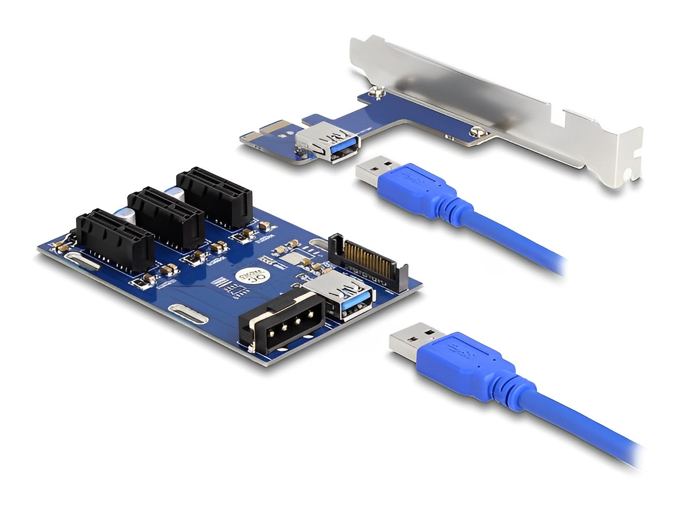 כרטיס הרחבה רייזר מסלוט PCIe x1 ל- 3 סלוטים PCIe x1 על כבל USB אורך 50 ס"מ - delock.israel