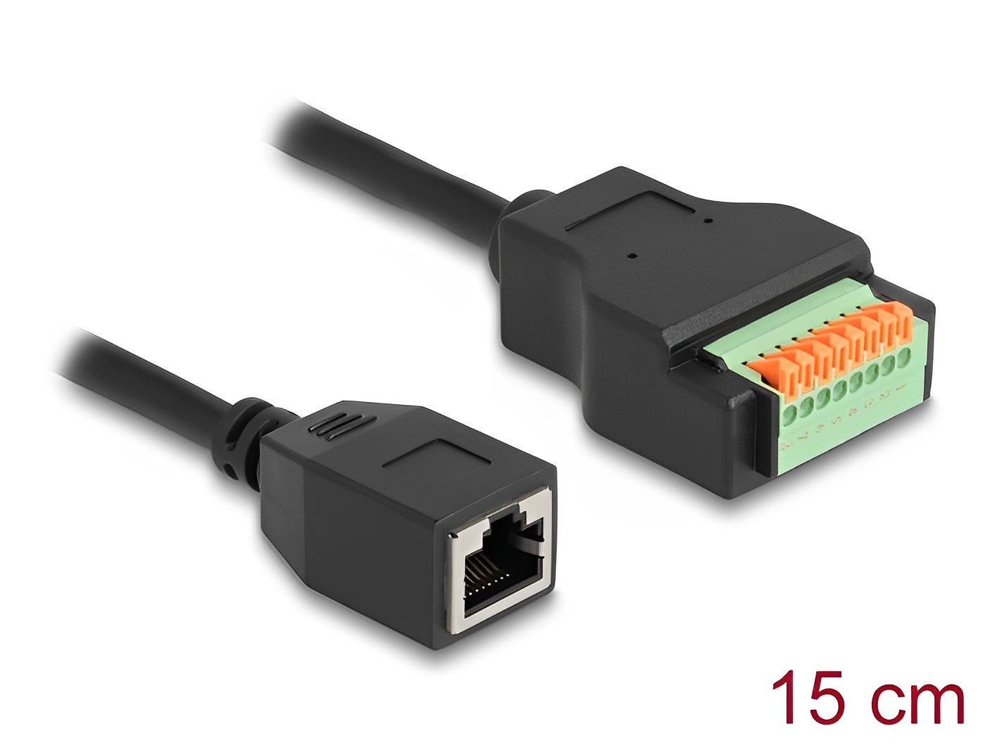 מתאם טרמינל בלוק בלחיצה על כבל קצר 15 ס"מ לשקע RJ45 Cat.5e - delock.israel