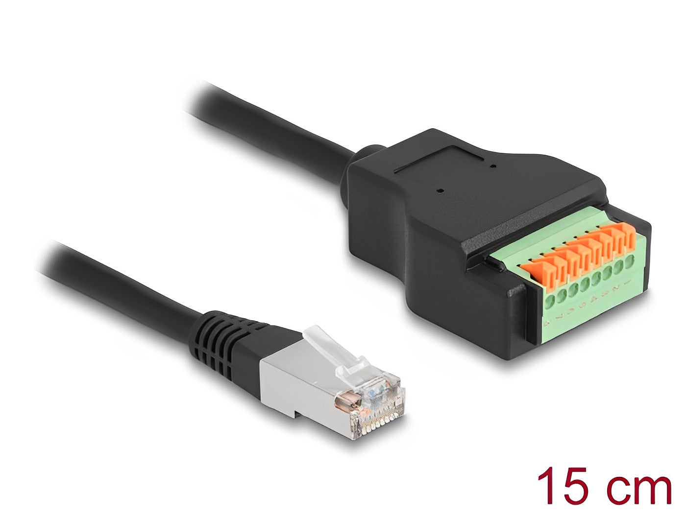 מתאם טרמינל בלוק בלחיצה על כבל קצר 15 ס"מ לתקע RJ45 Cat.5e - delock.israel
