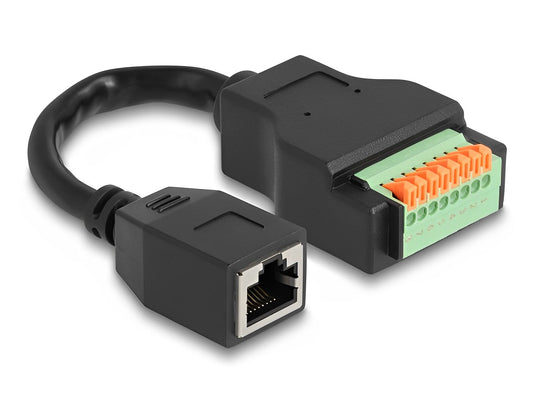 מתאם טרמינל בלוק בלחיצה על כבל קצר 15 ס"מ לשקע RJ45 Cat.5e - delock.israel