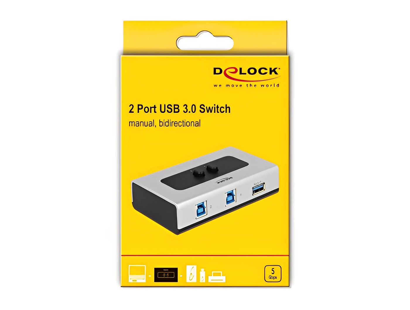 מיתוג מכני USB 3.0 דו - כיווני עם 2 יציאות - delock.israel