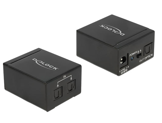 מיתוג אודיו אופטי S/PDIF TOSLINK 2/1 - delock.israel