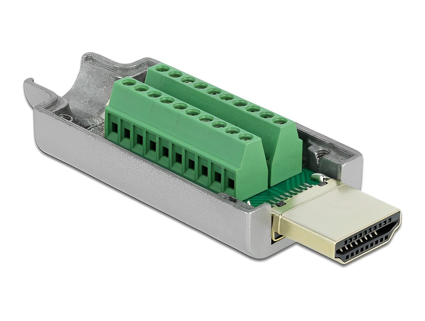 טרמינל בלוק בחיבור הברגה לתקע HDMI עם מכסה מתכת - delock.israel