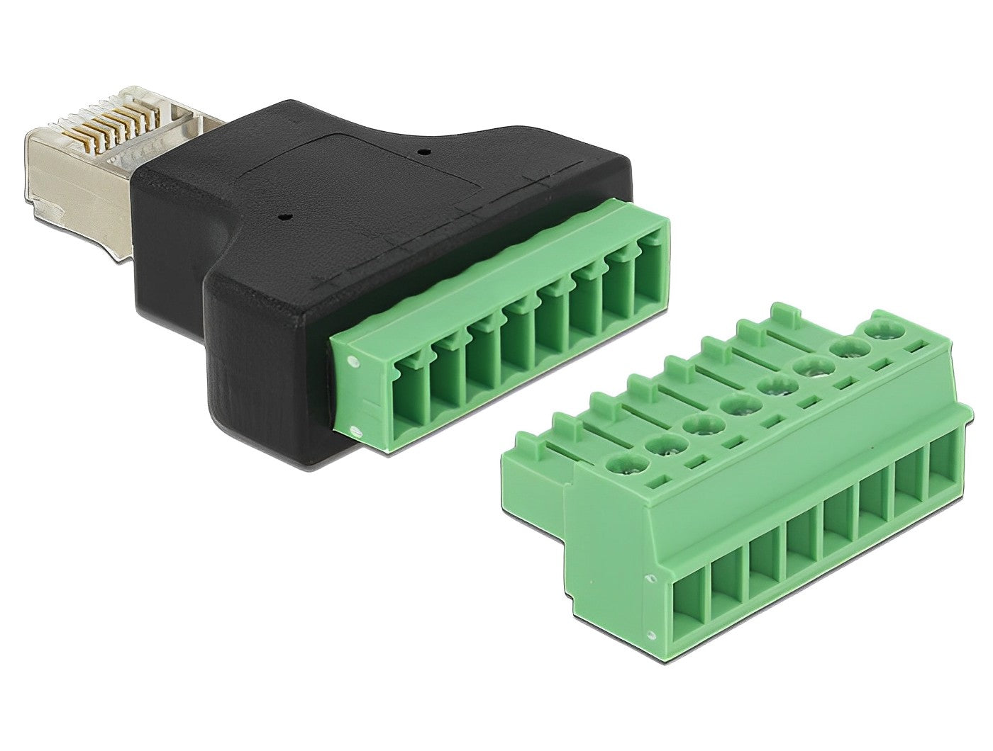 טרמינל בלוק בחיבור הברגה לתקע רשת RJ45 - delock.israel