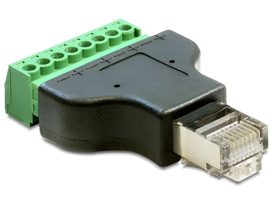 טרמינל בלוק בחיבור הברגה לתקע רשת RJ45 - delock.israel