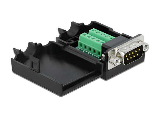 טרמינל בלוק בחיבור הברגה לתקע D-Sub 9 pin עם מכסה פלסטיק - delock.israel