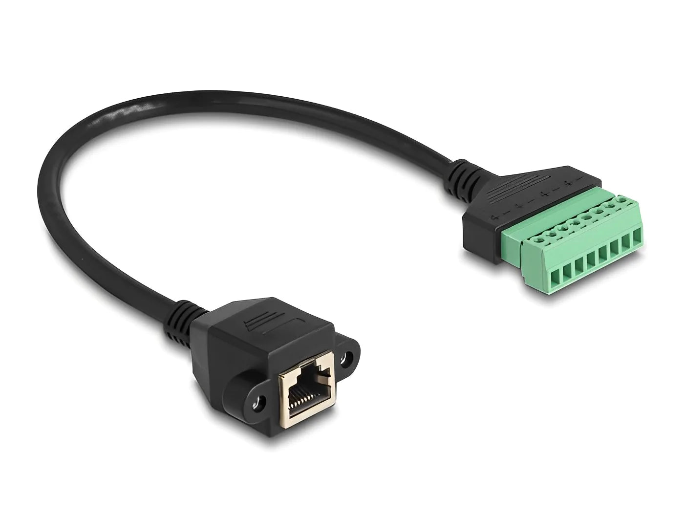 טרמינל בלוק בחיבור הברגה על כבל לשקע רשת RJ45 Cat.6A חיבור לפאנל - delock.israel